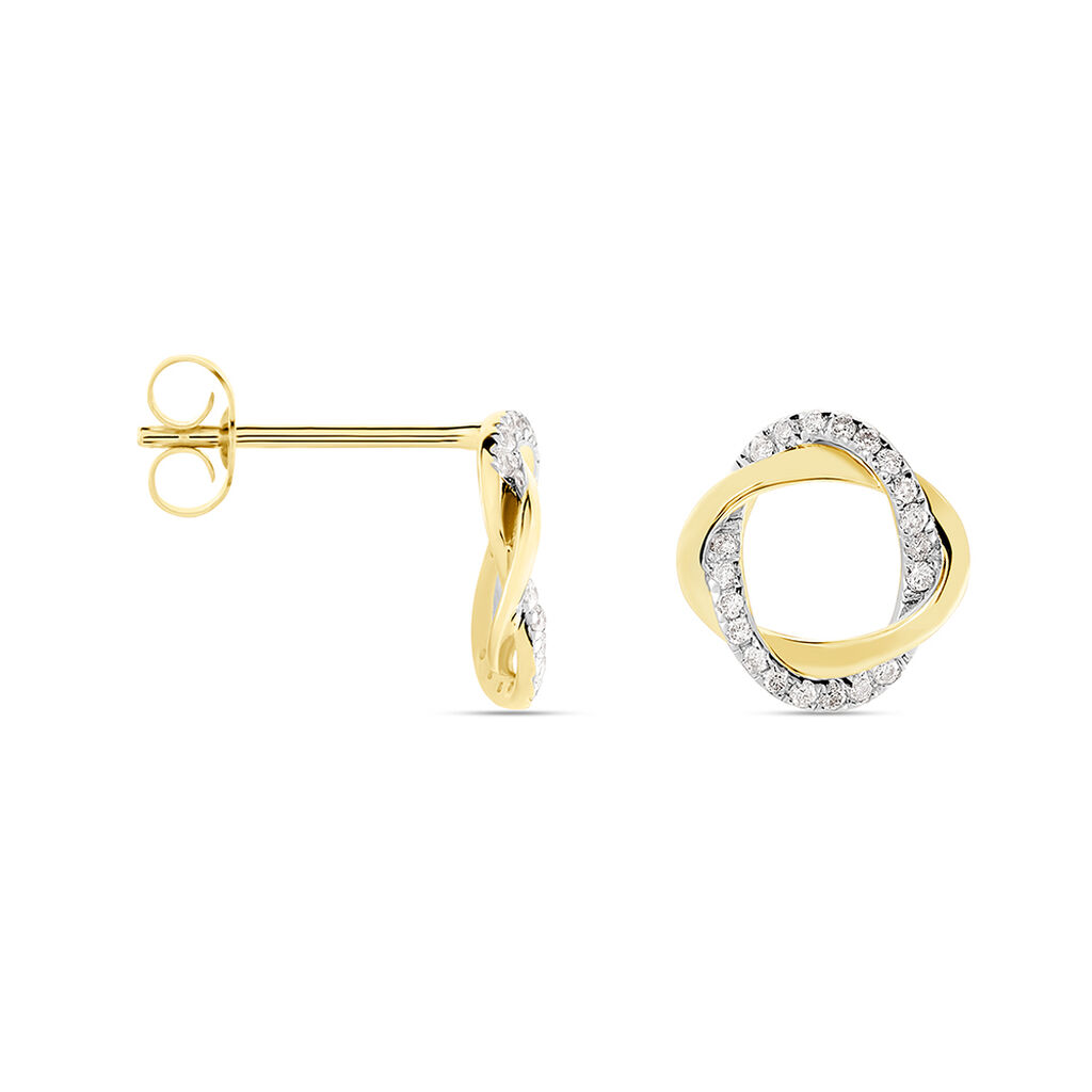 SERENE Damen Ohrstecker Gold 585 (14 Karat) Diamant Wei&szlig; 0,14 ct