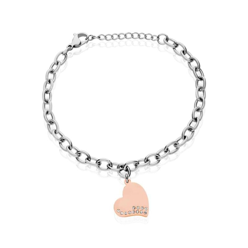 Bracciale Lady Chic Acciaio Bicolore Cuore e Cristalli - Spannringe Damen | OROVIVO