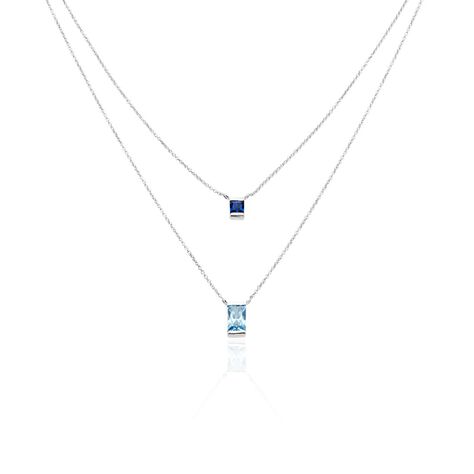 Damen Collier Silber Silber 925 Zirkonia Himmelblau Veronika 1,00mm - Halsketten Damen | OROVIVO