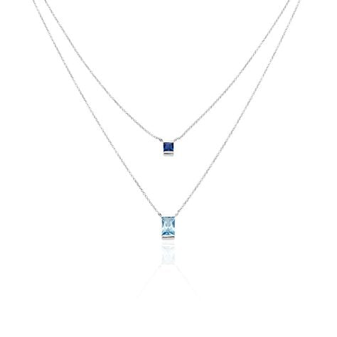 Damen Collier Silber Silber 925 Zirkonia Himmelblau Veronika 1,00mm - Halsketten  | OROVIVO