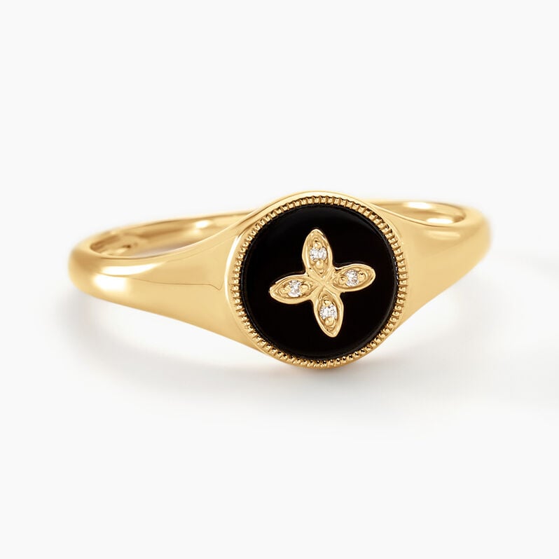 Bague Talisman Or Jaune Agate Diamant - Spannringe Damen | OROVIVO