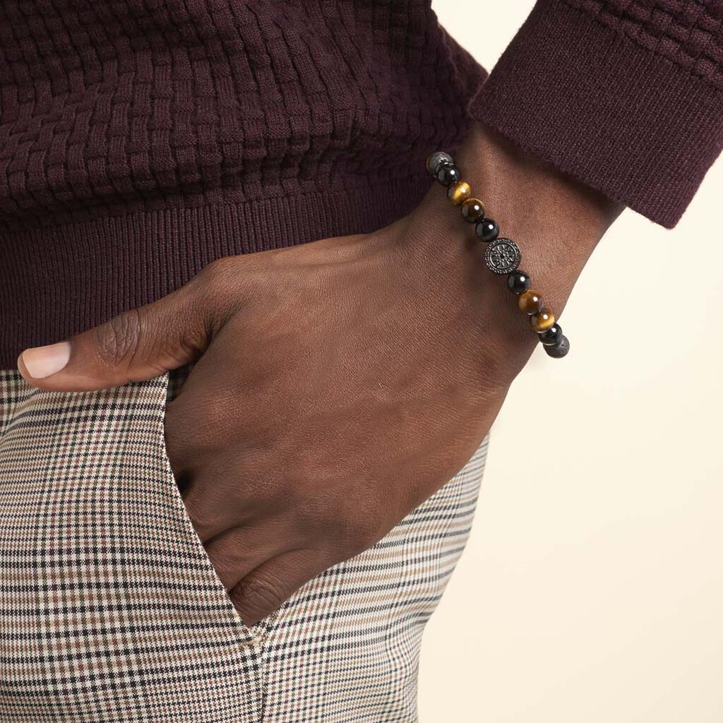Bracelet Jourdan Yasur Boules œil De Tigre - Spannringe Herren | OROVIVO