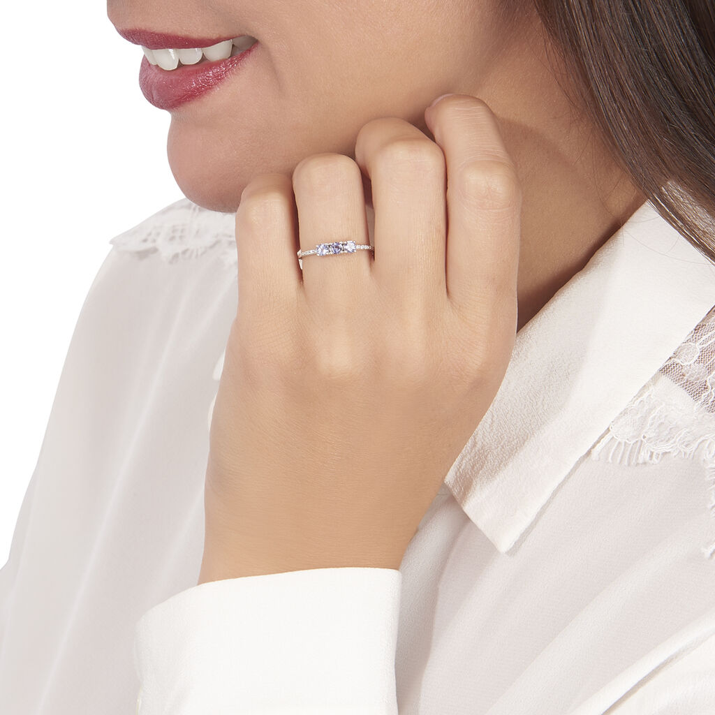 Bague Or Weiss Pricille Amethyste Oxydes - Spannringe Damen | OROVIVO
