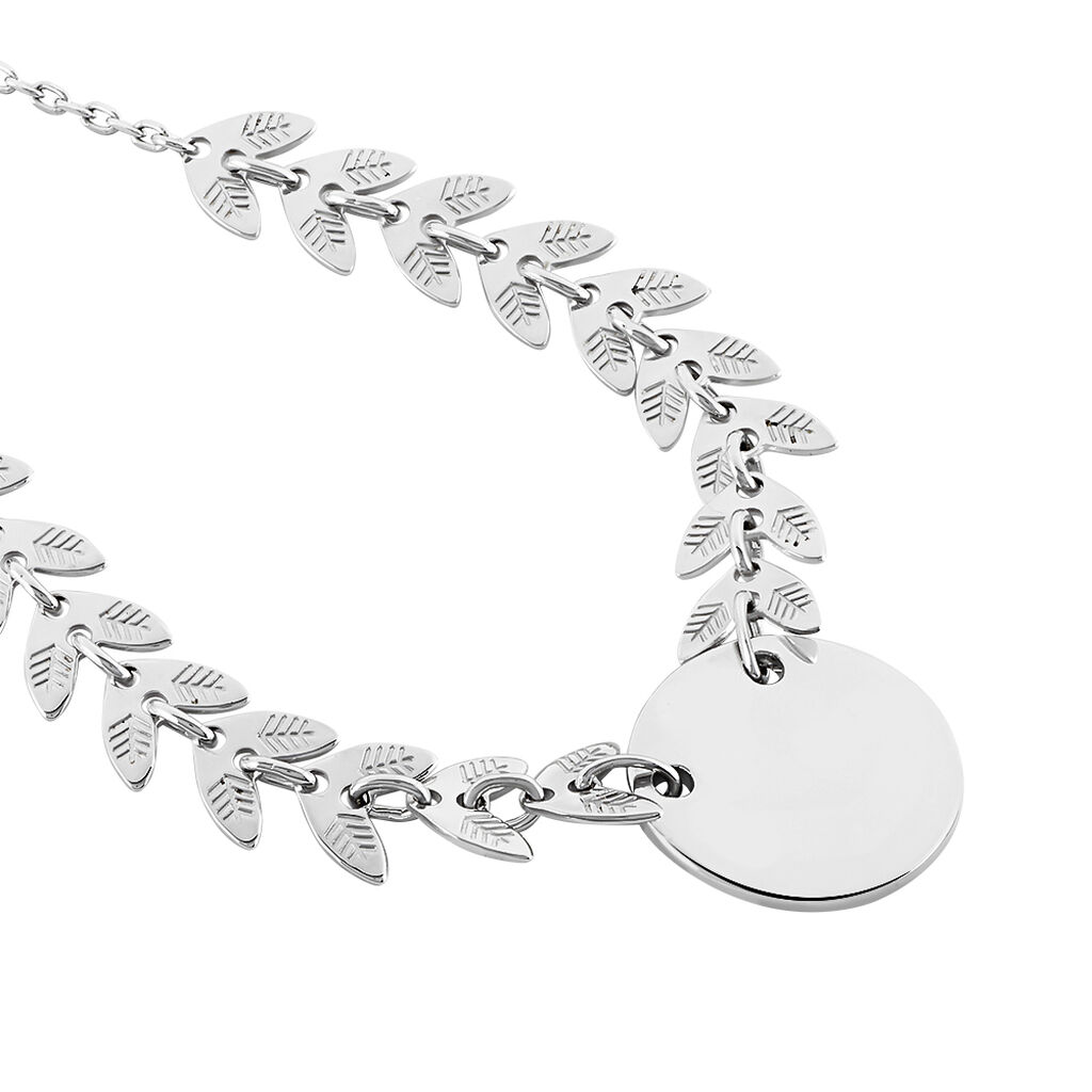 Collier Argent Rhodie Noela Pastille Feuille - Spannringe Damen | OROVIVO