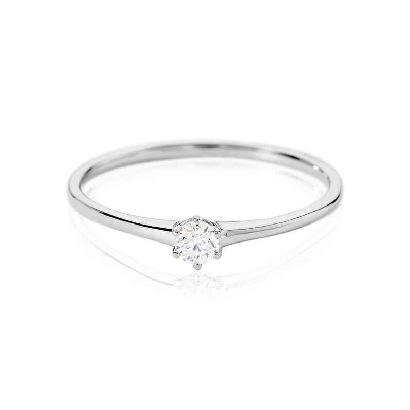 MONOPOLI Damen Ring Wei&szlig;gold 585 (14 Karat) Diamant Wei&szlig; 0,16 ct - Verlobungsringe Damen | OROVIVO