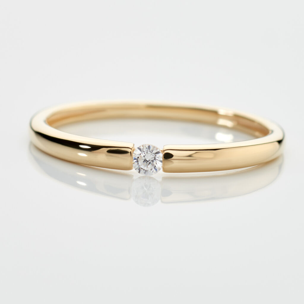 TRANG Damen Ring Gold 375 (9 Karat) Zirkonia Wei&szlig; 0,02 ct