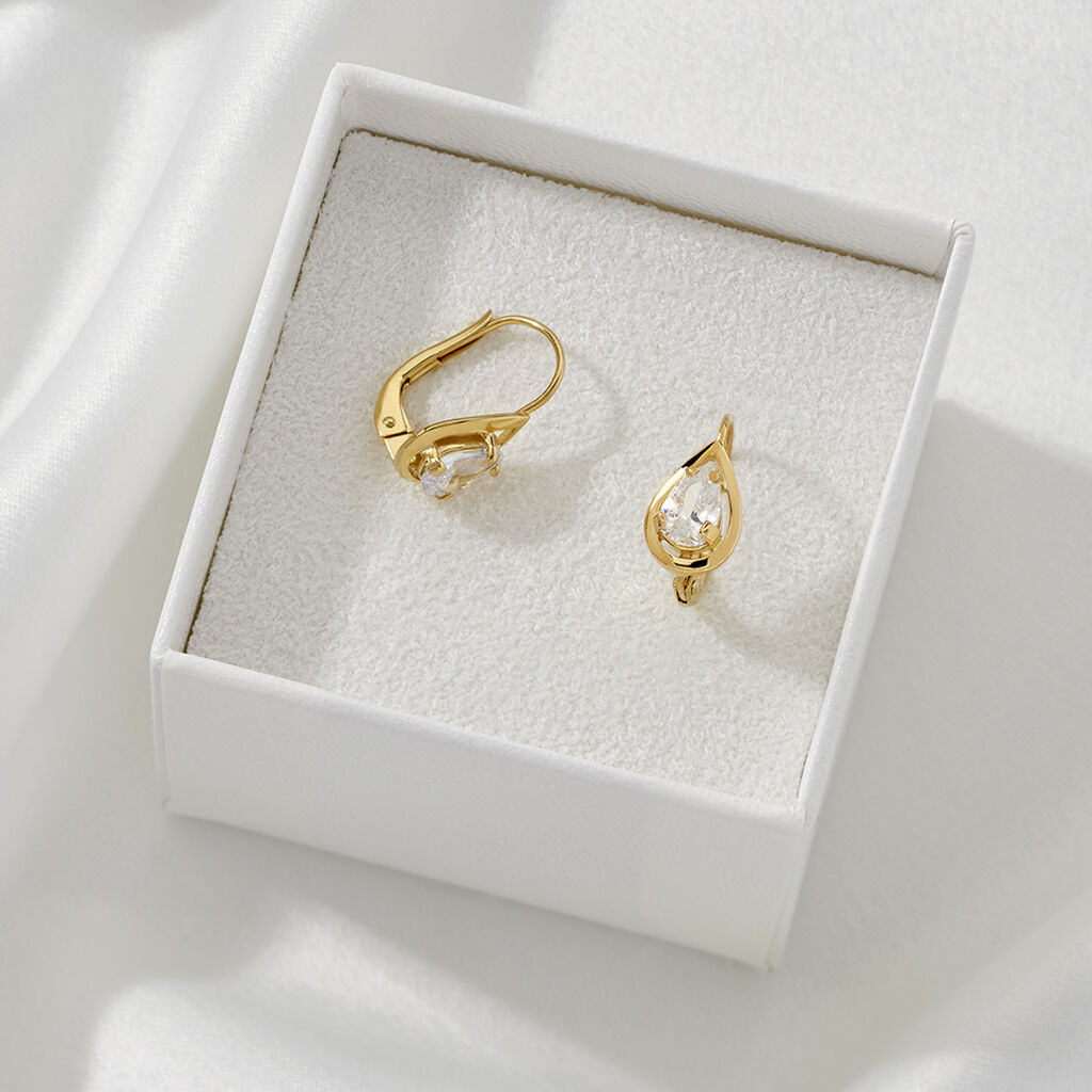 RONJA Damen Ohrringe Lang Gold 333 (8 Karat) Zirkonia Wei&szlig; Tropfen