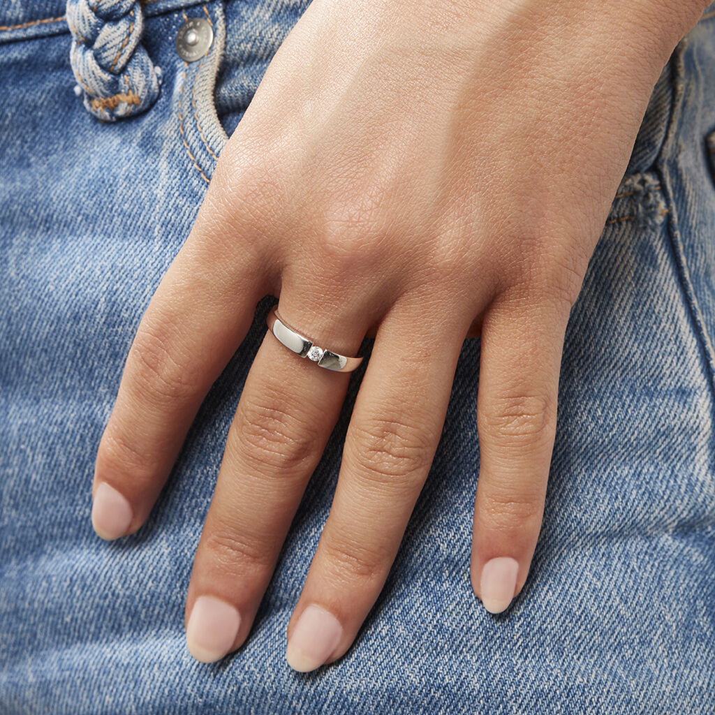 Damen Ring Weißgold 375 Diamant 0,08ct Kreis Valencia 3,65mm  - Hochzeitsringe Damen | OROVIVO