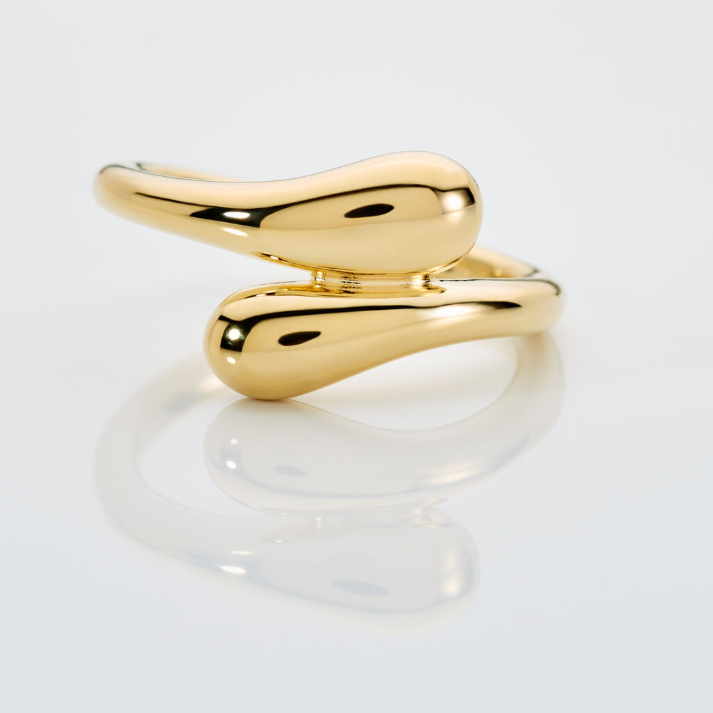 ELANI Damen Ring Silber vergoldet 925 Tropfen