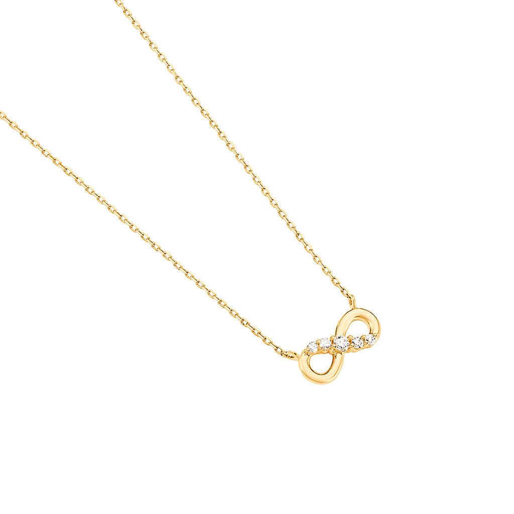 LUCIANA Damen Collier Gold 375 (9 Karat) Synthetischer Diamant Wei&szlig; 0,03 ct Unendlichkeit