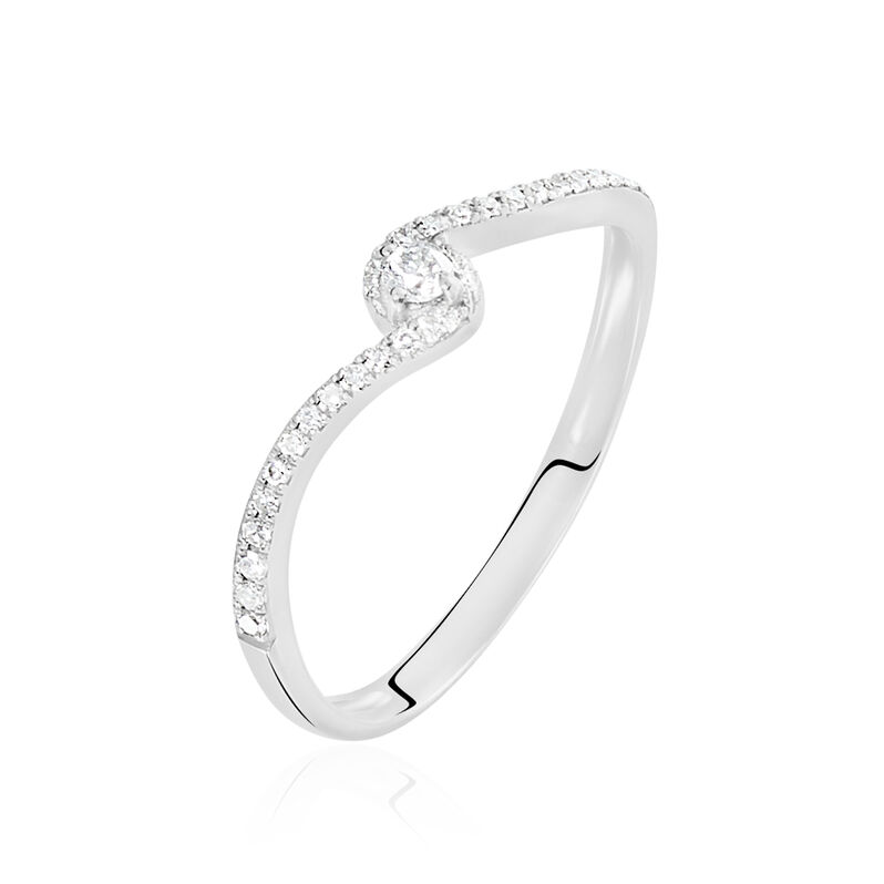 Bague Solitaire Tyfeneae Or Blanc Diamant - Spannringe Damen | OROVIVO