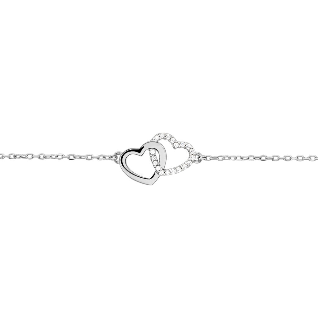 Damen Armband Silber 925 Zirkonia Wei&szlig; Herz