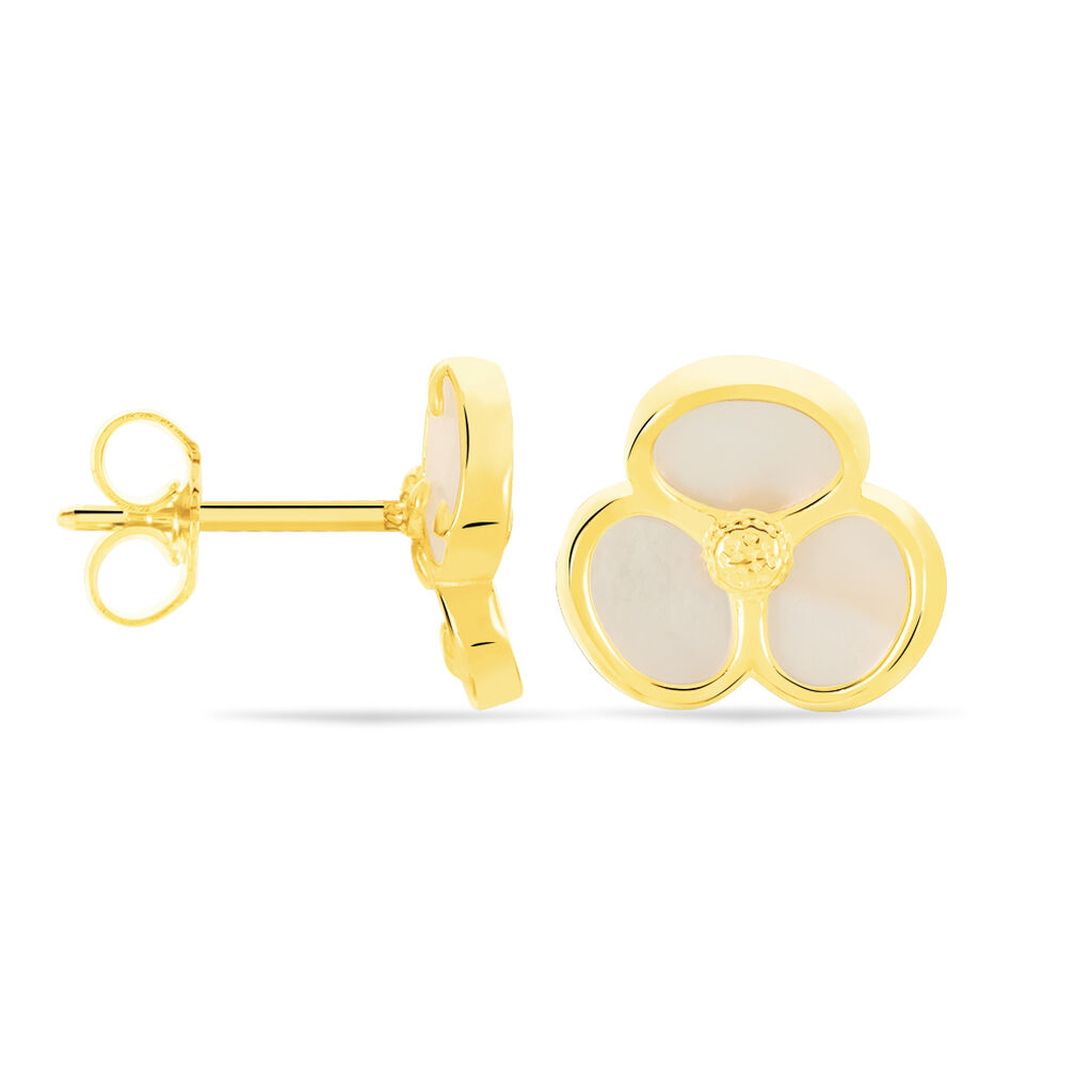 BLUME Damen Ohrstecker Gold 375 (9 Karat) Perlmutt Perlmutt 0,25 ct Blume