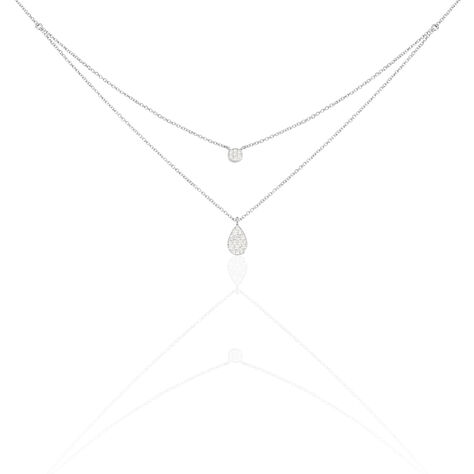Damen Halskette Weißgold 375 Diamanten 0,17ct Drop - Halsketten Damen | OROVIVO