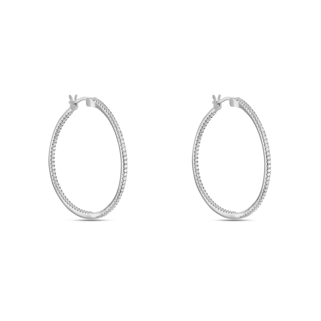 HOOPSA Damen Creolen Silber 925 Zirkonia Wei&szlig; 1,17 ct B 15,7 mm