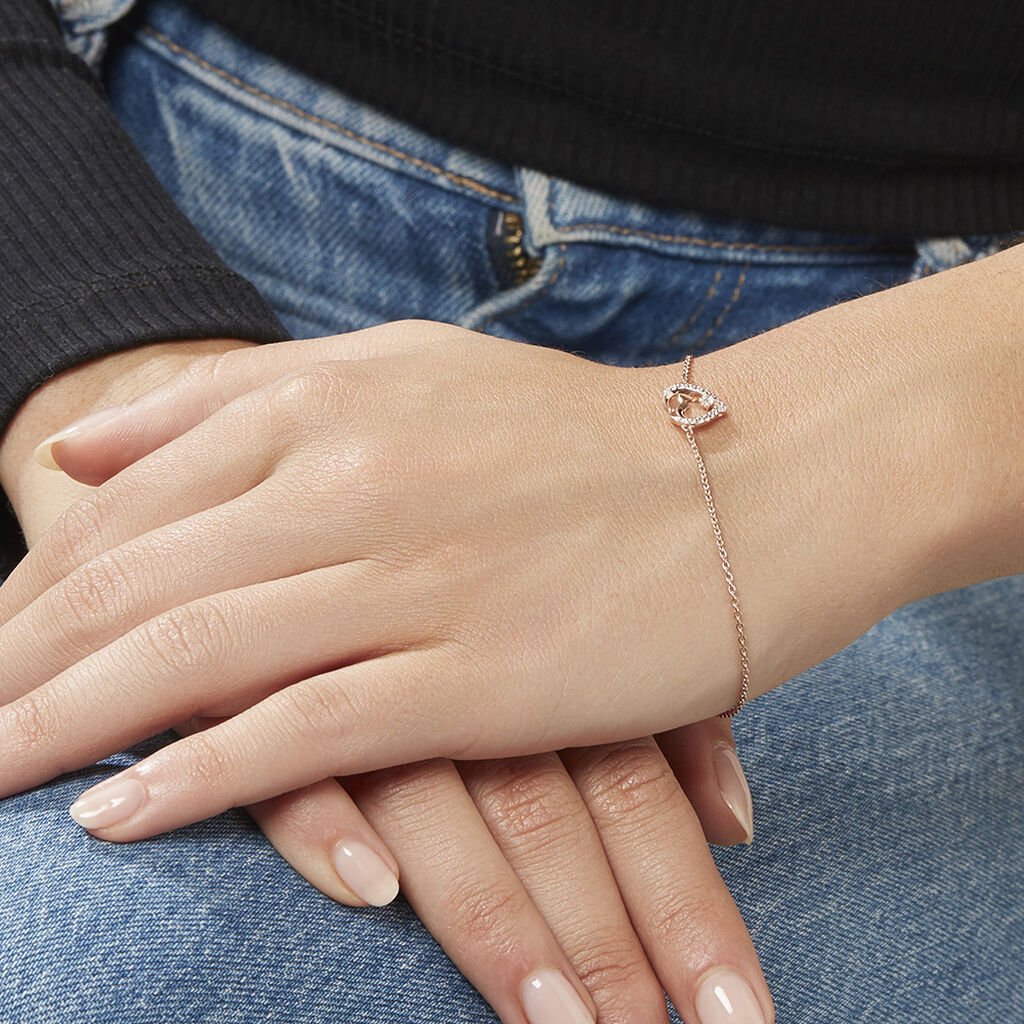 Damen Armband Silber rosevergoldet 925 Zirkonia Herz Veska - Armbänder mit Anhänger Damen | OROVIVO