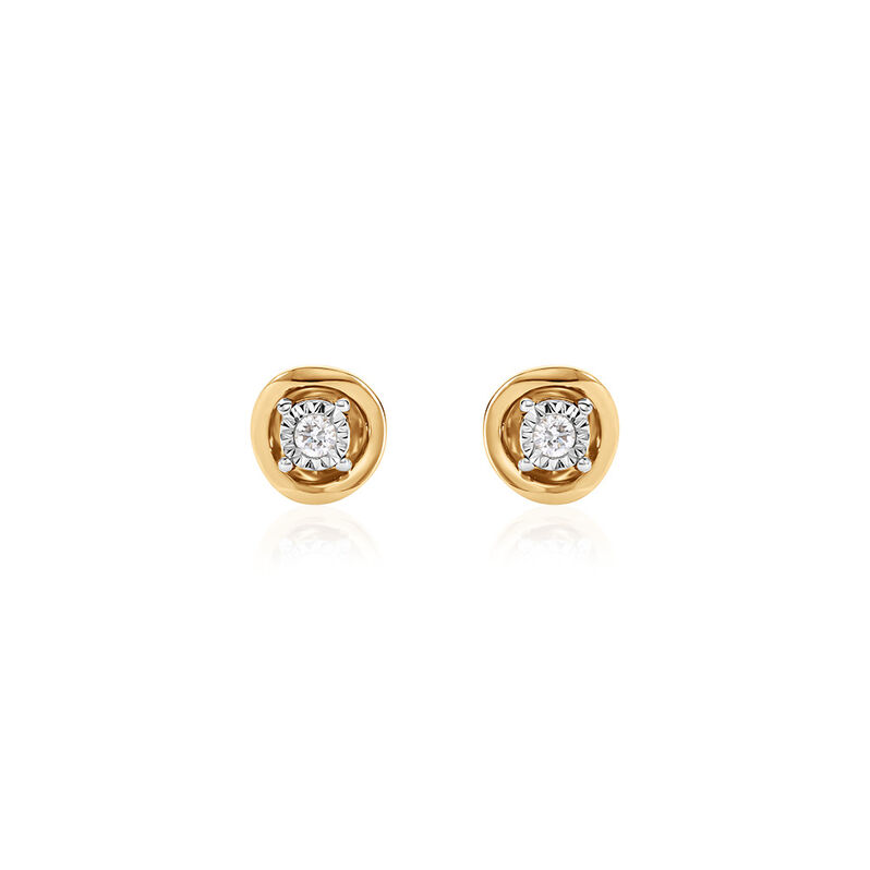 LISELOTTE Damen Ohrstecker Gold 375 (9 Karat) Diamant Wei&szlig; 0,04 ct Blume - Ohrstecker Damen | OROVIVO