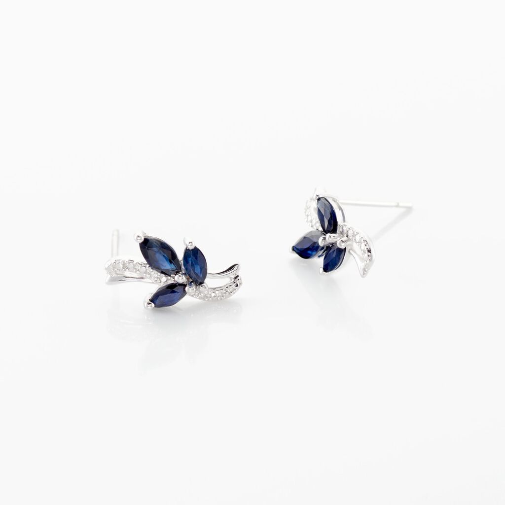 ANGIE Damen Ohrstecker Weißgold 375 (9 Karat) Saphir Blau 0,01 ct Welle - Ohrstecker Damen | OROVIVO