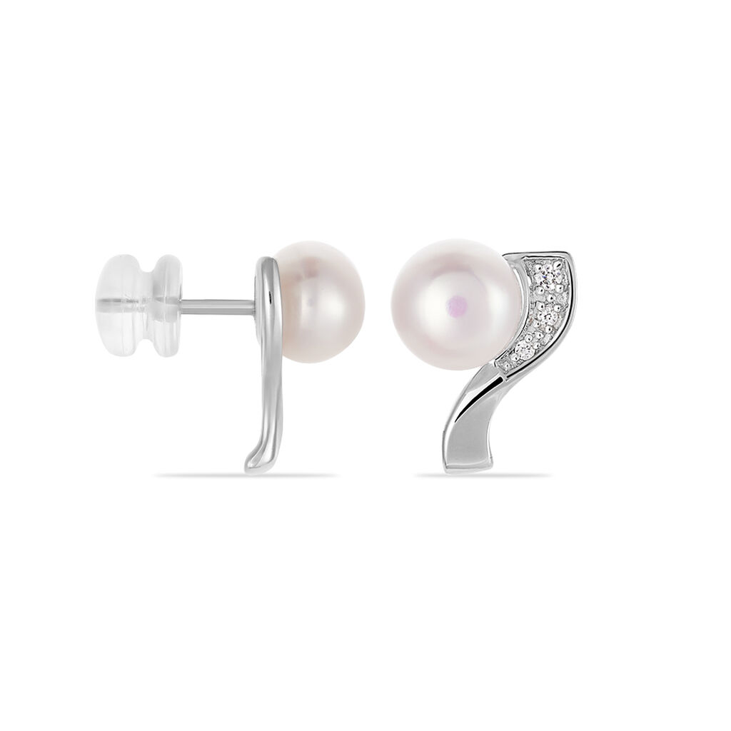 Damen Perlenohrringe Weißgold 375 Zuchtperle - Ohrstecker Damen | OROVIVO