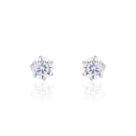 Damen Ohrstecker Weißgold 375 Zirkonia 3mm - Ohrstecker Damen | OROVIVO