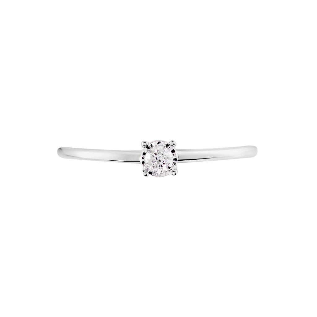Damen Ring Weißgold 375 Diamant 0,08ct Illusion Pastille  - Verlobungsringe Damen | OROVIVO