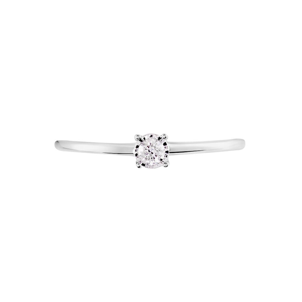 Damen Ring Weißgold 375 Diamant 0,08ct Illusion Pastille  - Verlobungsringe Damen | OROVIVO