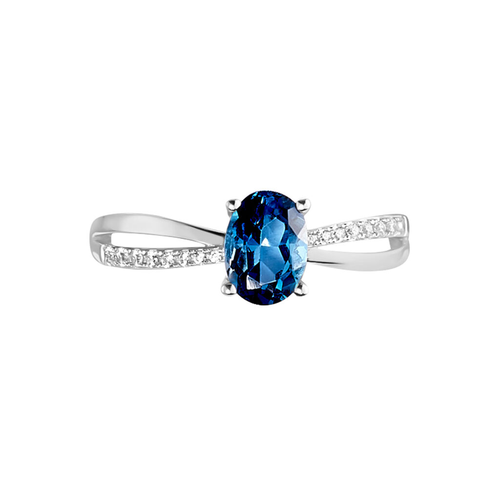 Bague Or Weiss Hama Topaze London Blue Oxyde - Spannringe Damen | OROVIVO