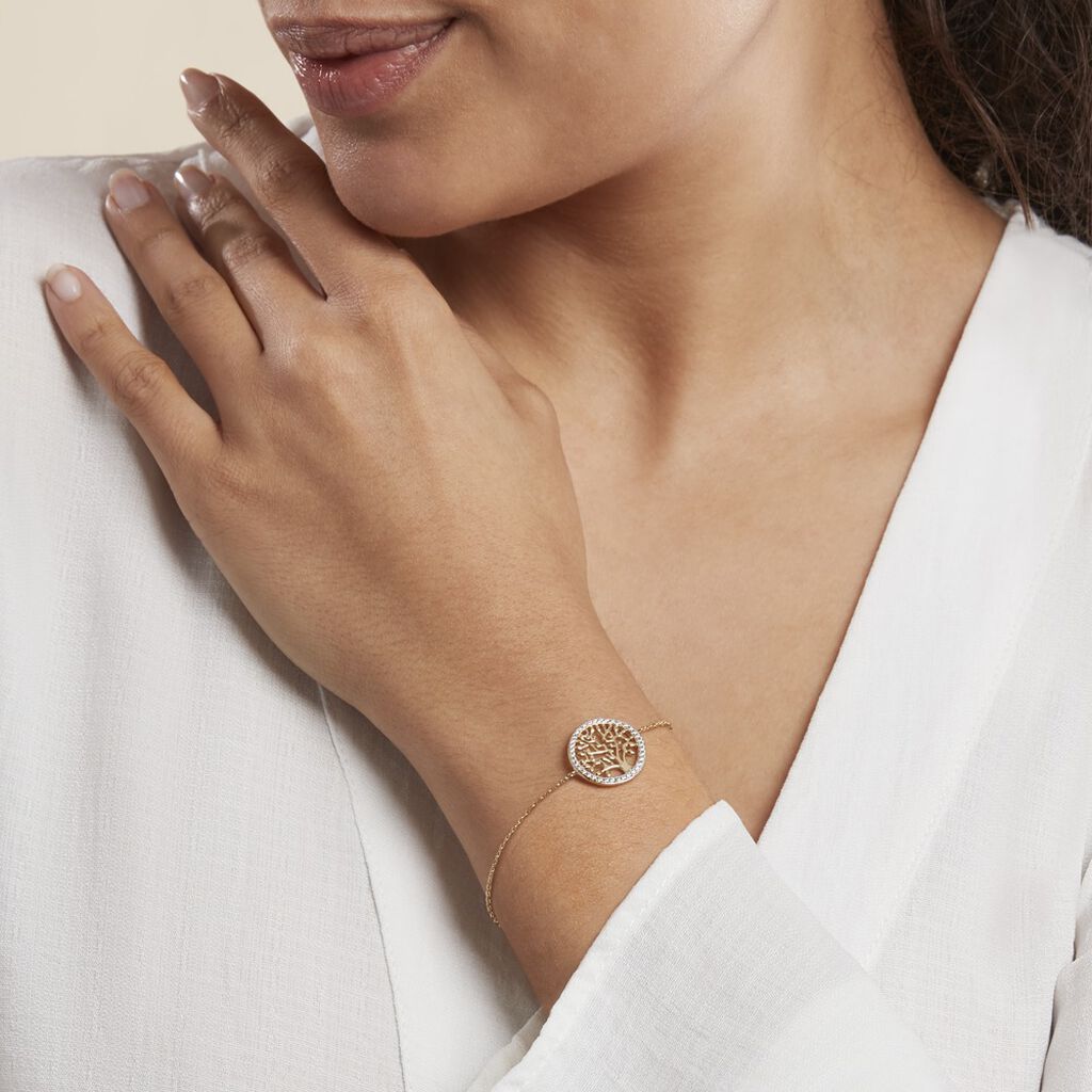 Bracelet Plaque Or Jaune Theolina Oxydes - Spannringe Damen | OROVIVO