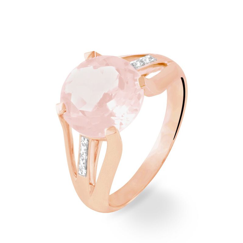 Bague Cecile Or Rose Quartz Et Diamant - Spannringe Damen | OROVIVO