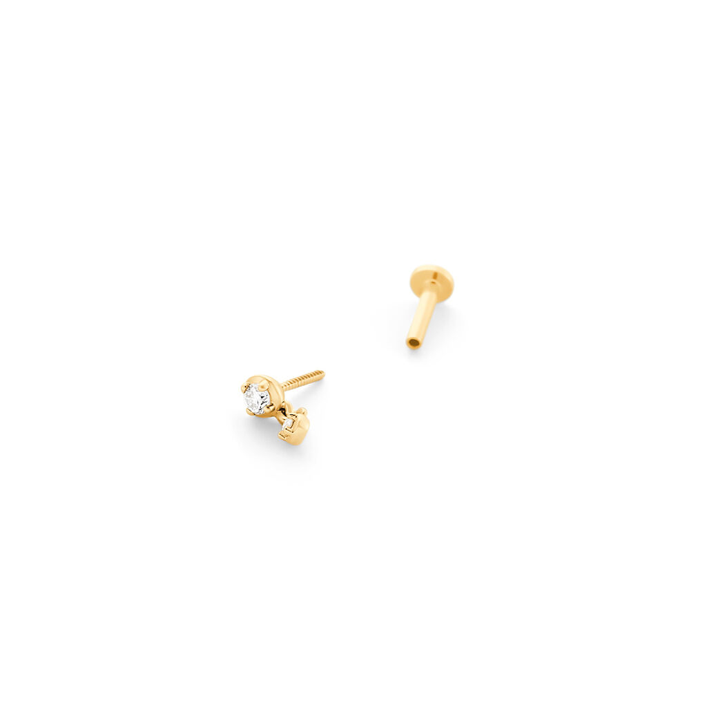 VALOURA Damen Piercing Gold 375 (9 Karat) Synthetischer Diamant Wei&szlig; 0,03 ct