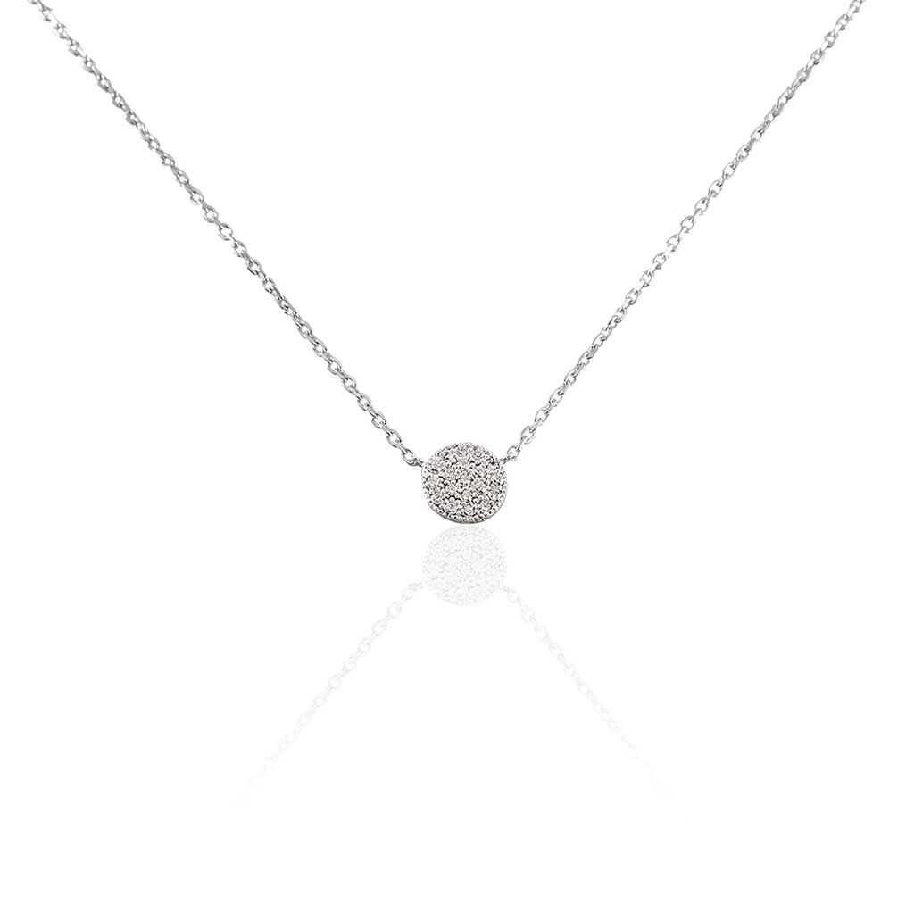 Collier Argent Rhodie Takiyah Forme Ronde Pavage Oxydes De Zirconium - Spannringe Damen | OROVIVO