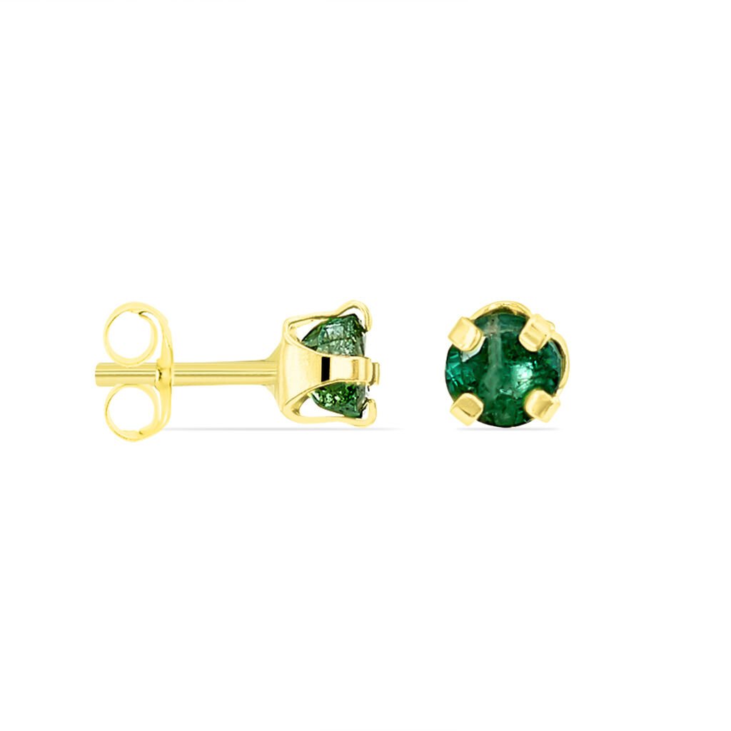 JARDIN KRAPPE Damen Ohrstecker Gold 375 (9 Karat) Smaragd Gr&uuml;n B 3 mm