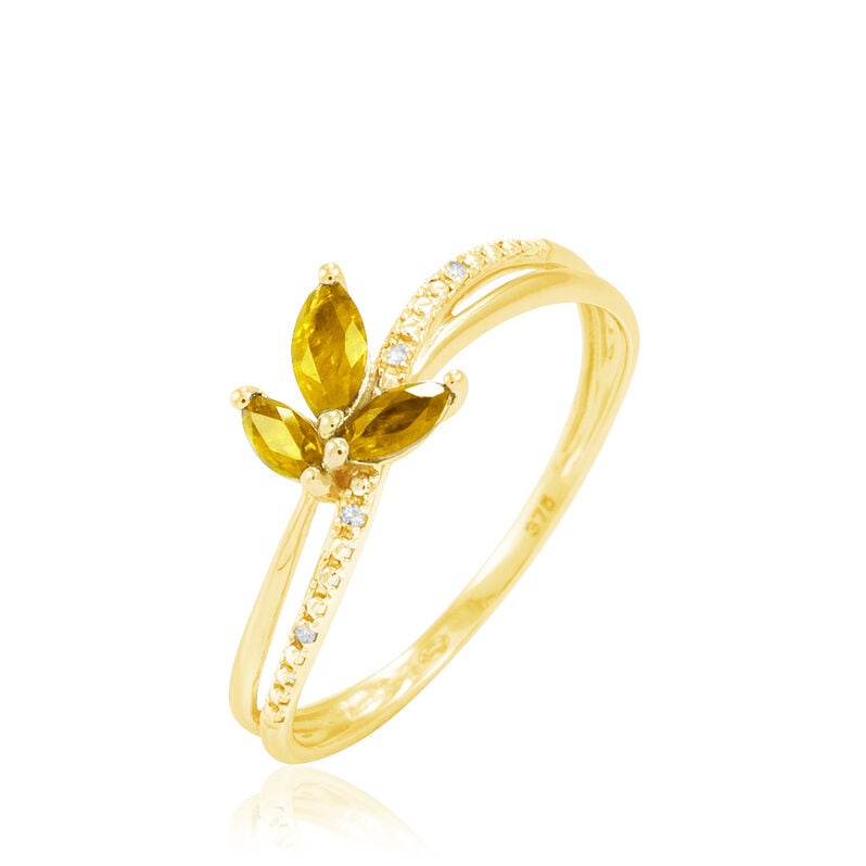 Bague Angie Or Jaune Citrine Et Diamant - Spannringe Damen | OROVIVO