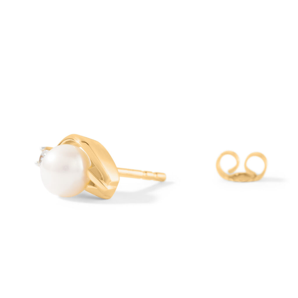 Annabelle Damen Ohrstecker Gold 375 (9 Karat) Zuchtperle Wei&szlig;