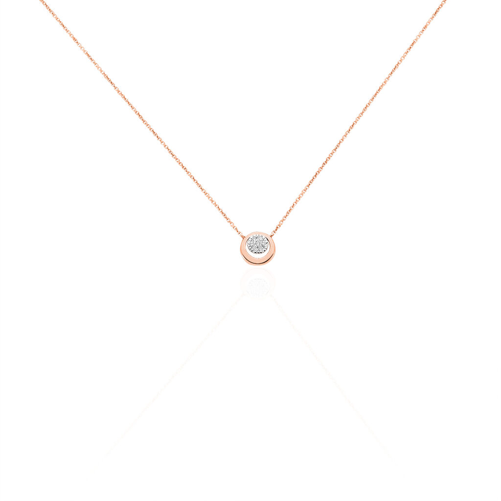 ROSA Damen Collier Rosegold 375 (9 Karat) Diamant Wei&szlig; 0,05 ct Kreis