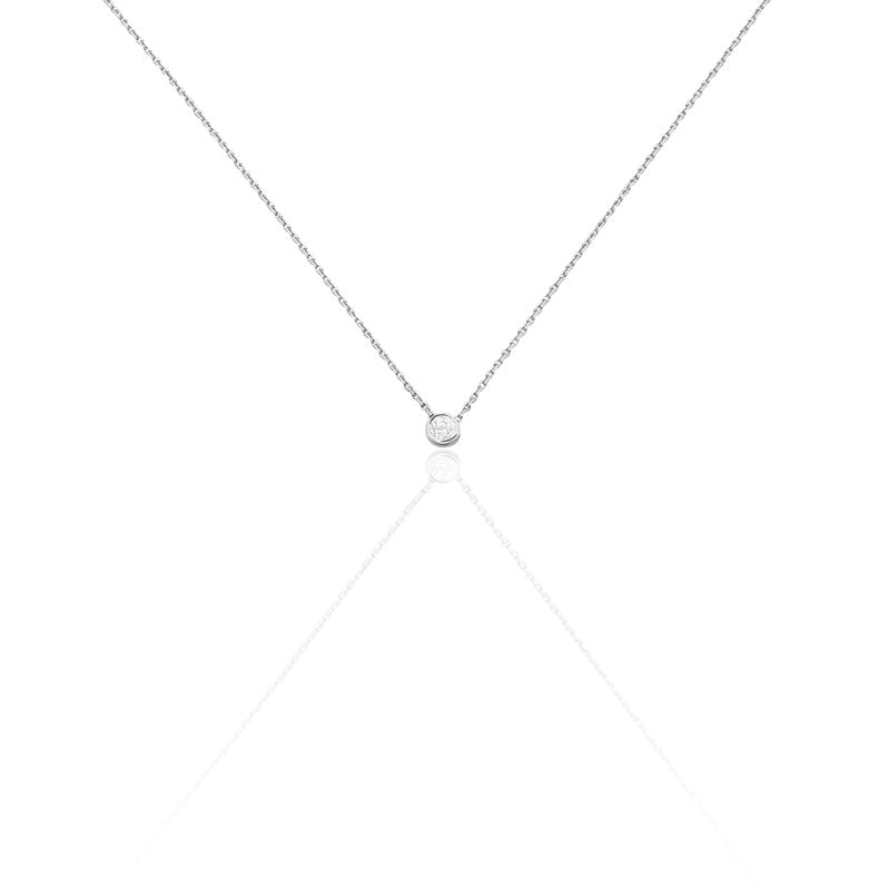 Delicate Damen Collier Wei&szlig;gold 375 (9 Karat) Diamant Wei&szlig; 0,05 ct Barren - Halsketten Damen | OROVIVO