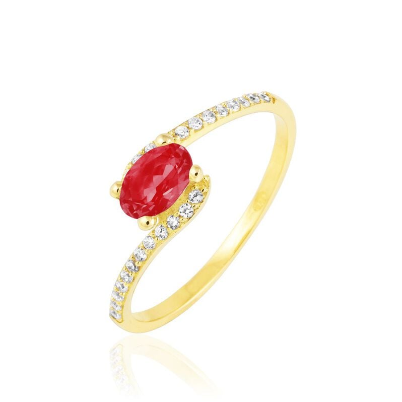 Bague Loriane Or Jaune Rubis Et Diamant - Spannringe Damen | OROVIVO