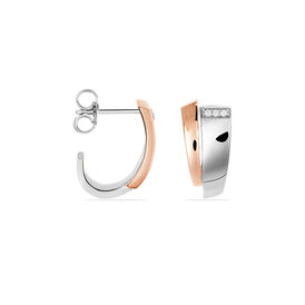 Damen Steckcreolen Silber 925 Bicolor Diamanten  - Creolen Damen | OROVIVO