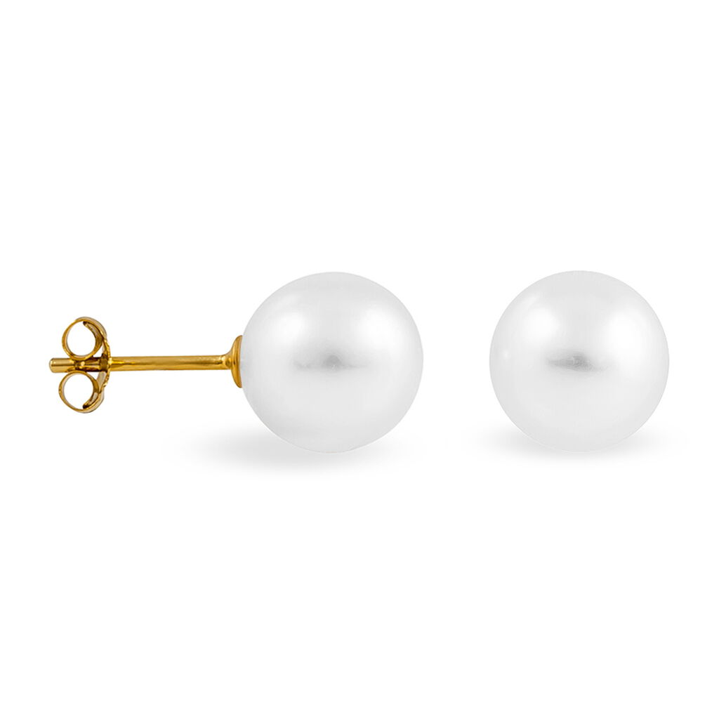Boucles D'oreilles Puces Liha Or Jaune Perle De Culture - Spannringe Damen | OROVIVO
