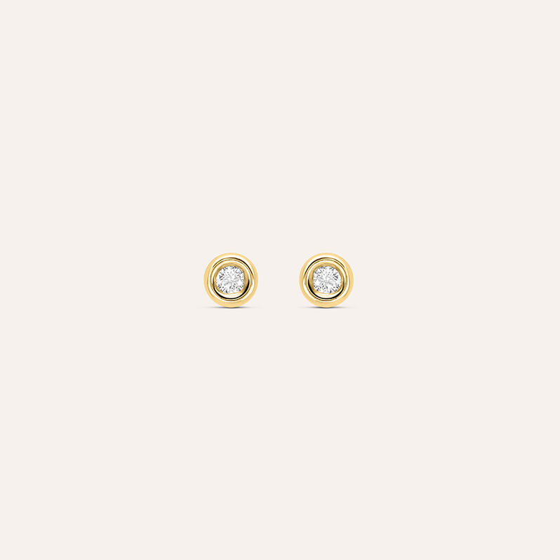 Orecchini Lobo Punto Luce Bon Ton Oro Giallo Cubic Zirconia - Spannringe Damen | OROVIVO