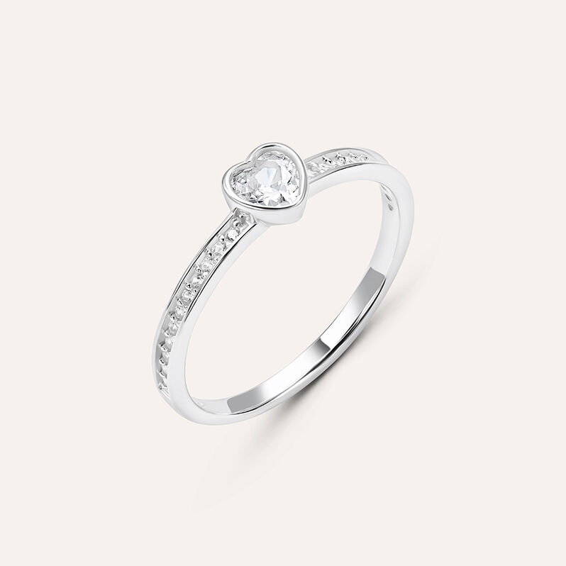 Anello Solitario Silver Elegance Argento Rodiato Cubic Zirconia - Spannringe Damen | OROVIVO