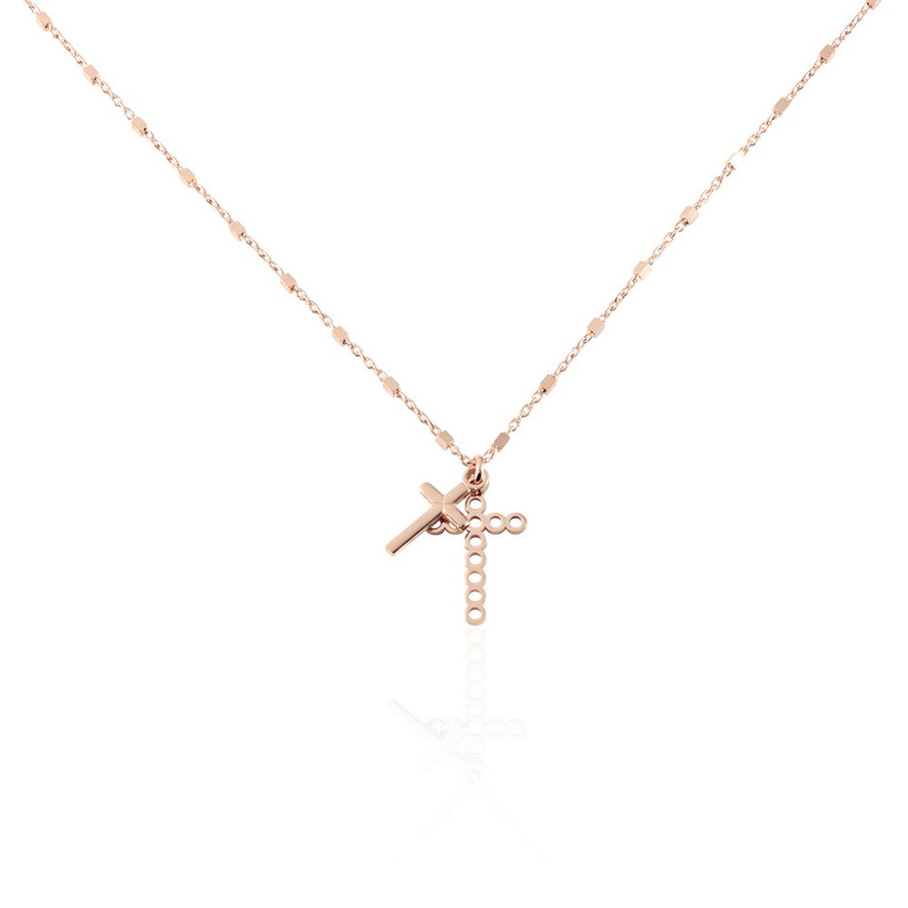 BORIANA Damen Collier Silber rosevergoldet 925 Religi&ouml;ses Kreuz