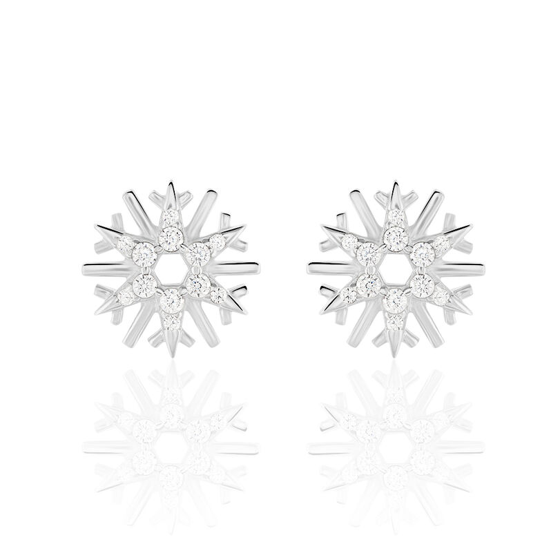 ELSA 4 Damen Ohrstecker Silber 925 Zirkonia Wei&szlig; 0,1 ct Schneeflocke - Ohrstecker Damen | OROVIVO