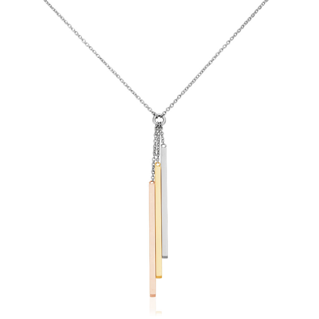 AMBER Damen Collier Edelstahl Tricolor, Collier ohne Stein