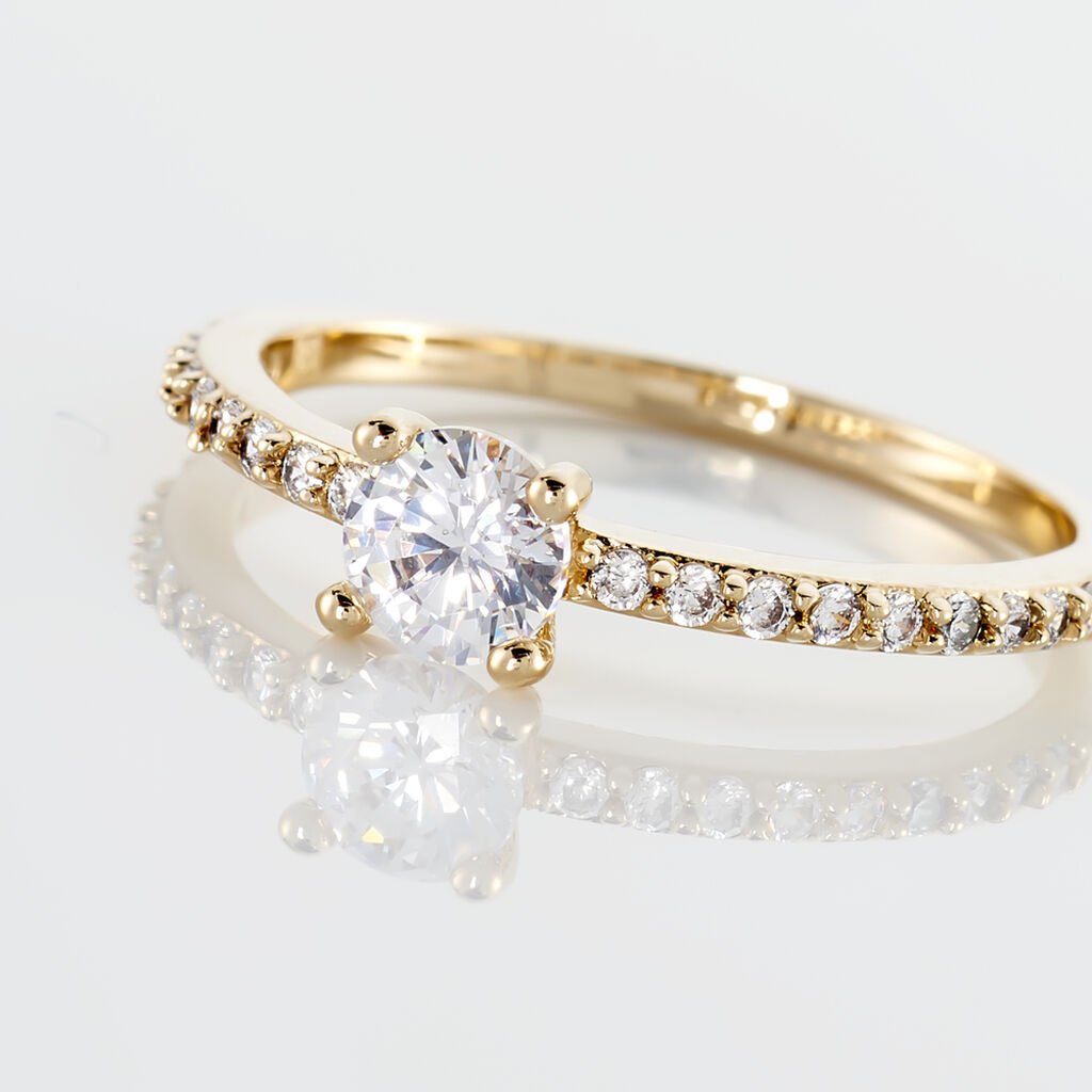 MIREILLA Damen Ring Vergoldet Zirkonia Wei&szlig; 0,12 ct