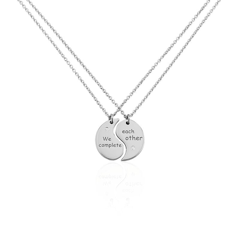 Unisex Collier Silber 925 Zirkonia Wei&szlig; 0,07 ct Botschaft - Halsketten Unisex | OROVIVO