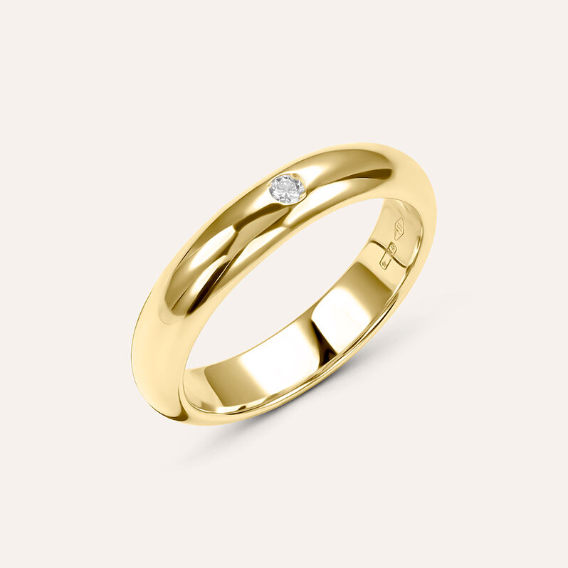 Fede Classica Leggera 4 mm Oro Giallo Diamante - Spannringe Unisex | OROVIVO