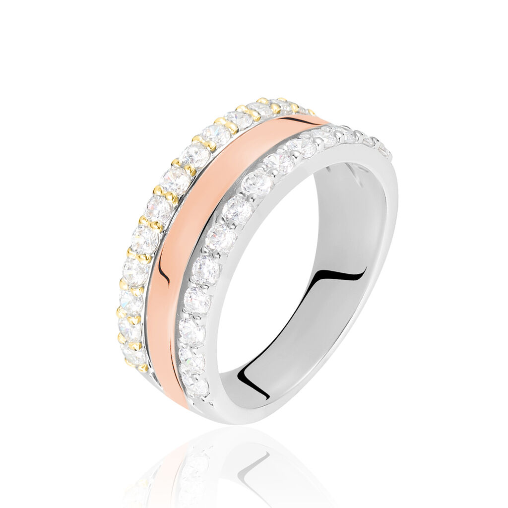 Damen Ring Silber Tricolor 925 Zirkonia Wei&szlig; 1,82 ct