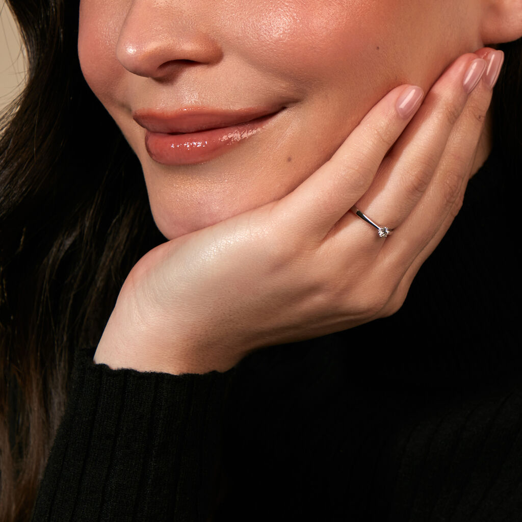 AMARUNE Damen Ring Platin Wei&szlig; 600 Diamant Wei&szlig; 0,15 ct