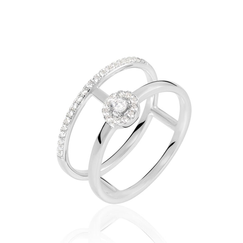 SOPHIA Damen Ring Wei&szlig;gold 375 (9 Karat) Zirkonia Wei&szlig; 0,12 ct - Verlobungsringe Damen | OROVIVO